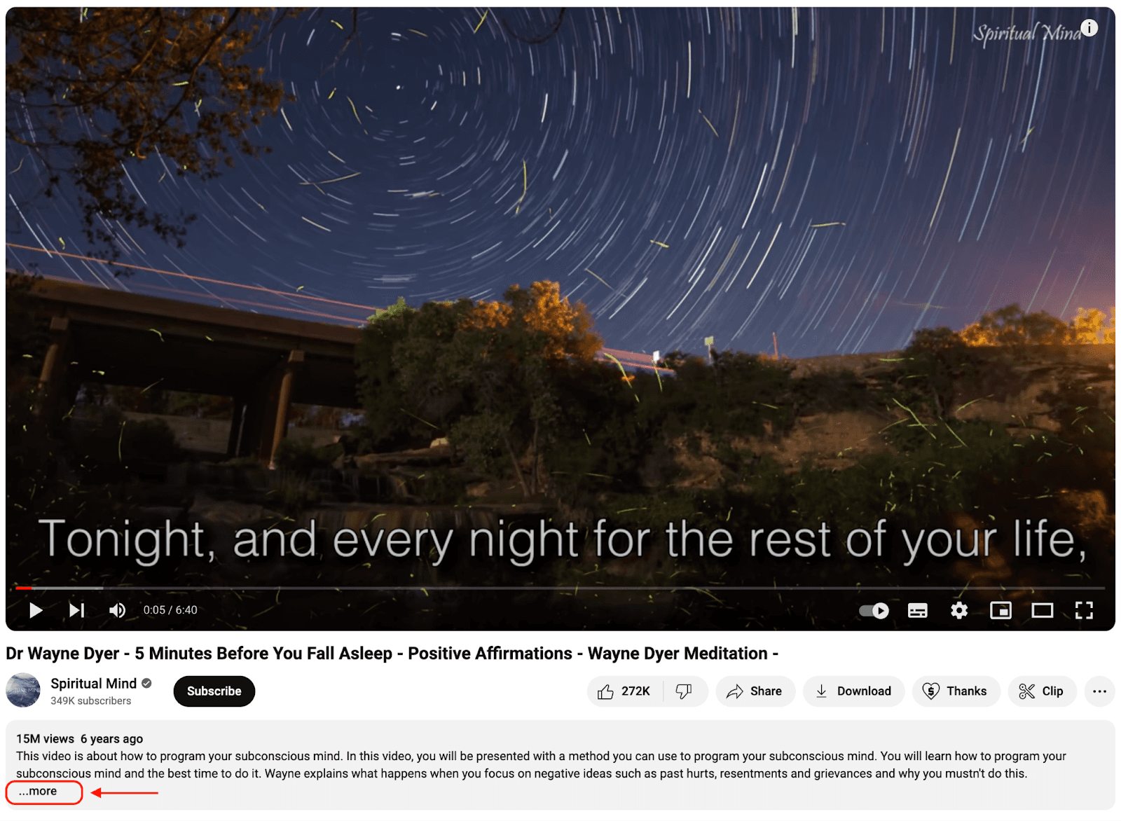 youtube video transcript on Desktop - step 2: Open More