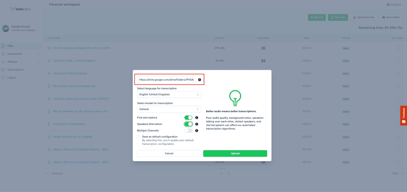 How to Transcribe a Zoom Meeting using Vatis Tech