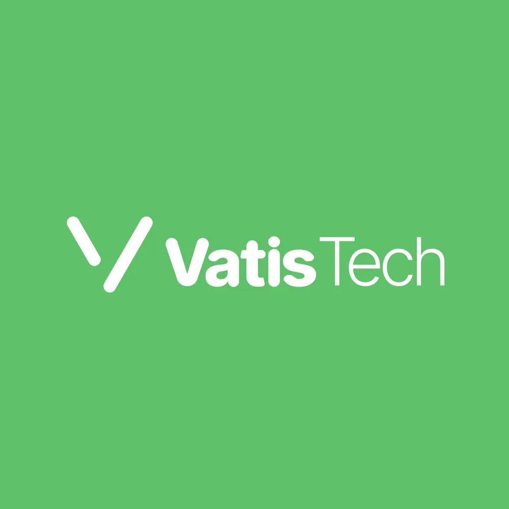 The Vatis Tech logo, green ground version.
