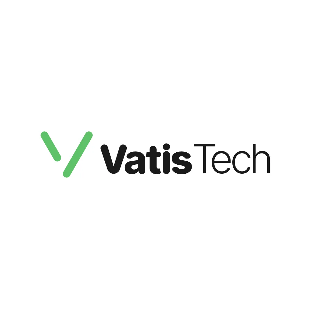 The Vatis Tech logo, white ground version.