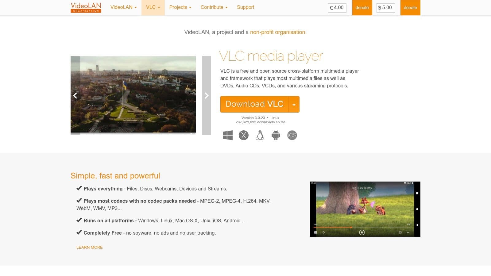 Screenshot from https://www.videolan.org/vlc/